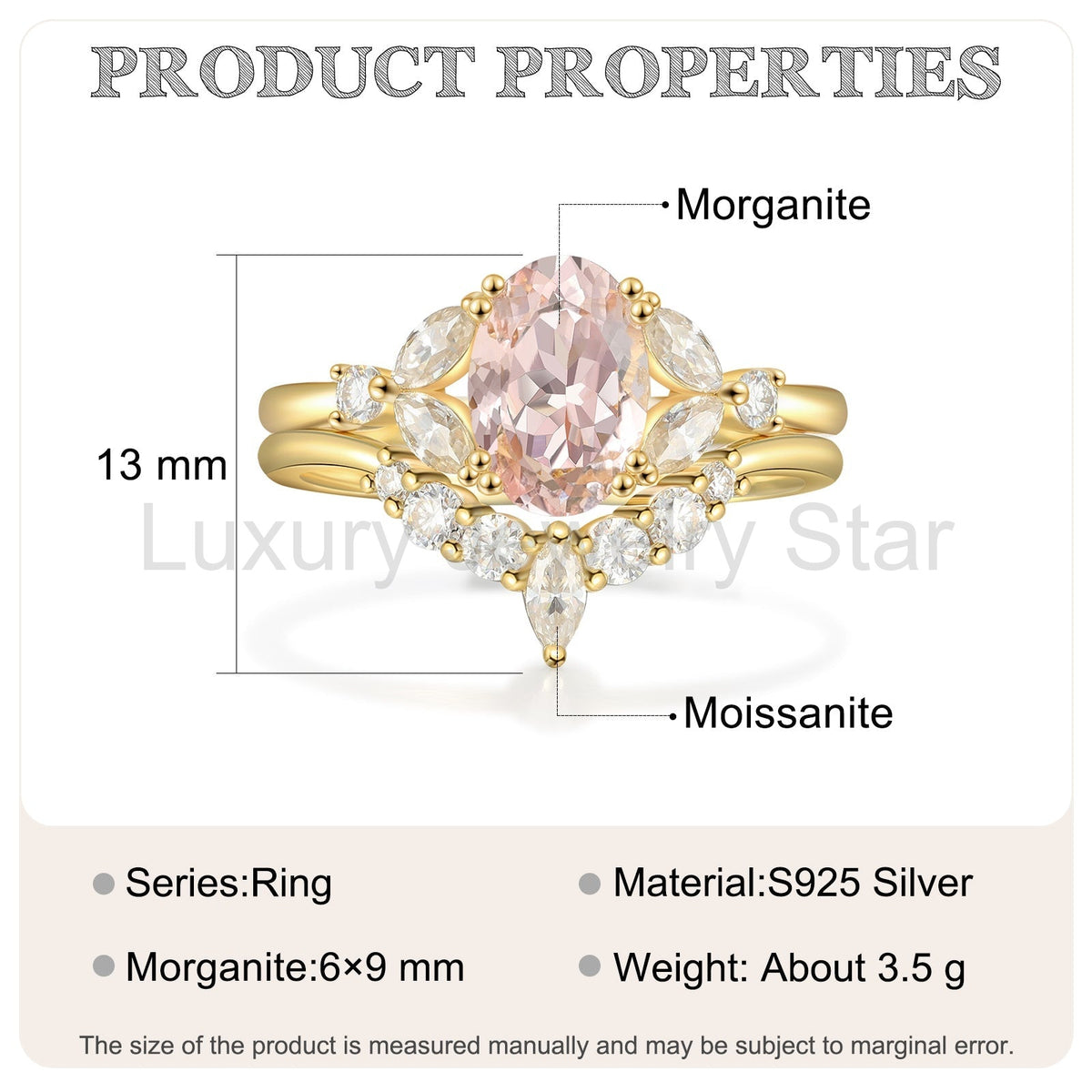 K Gold Natural Morganite Ring - image 6