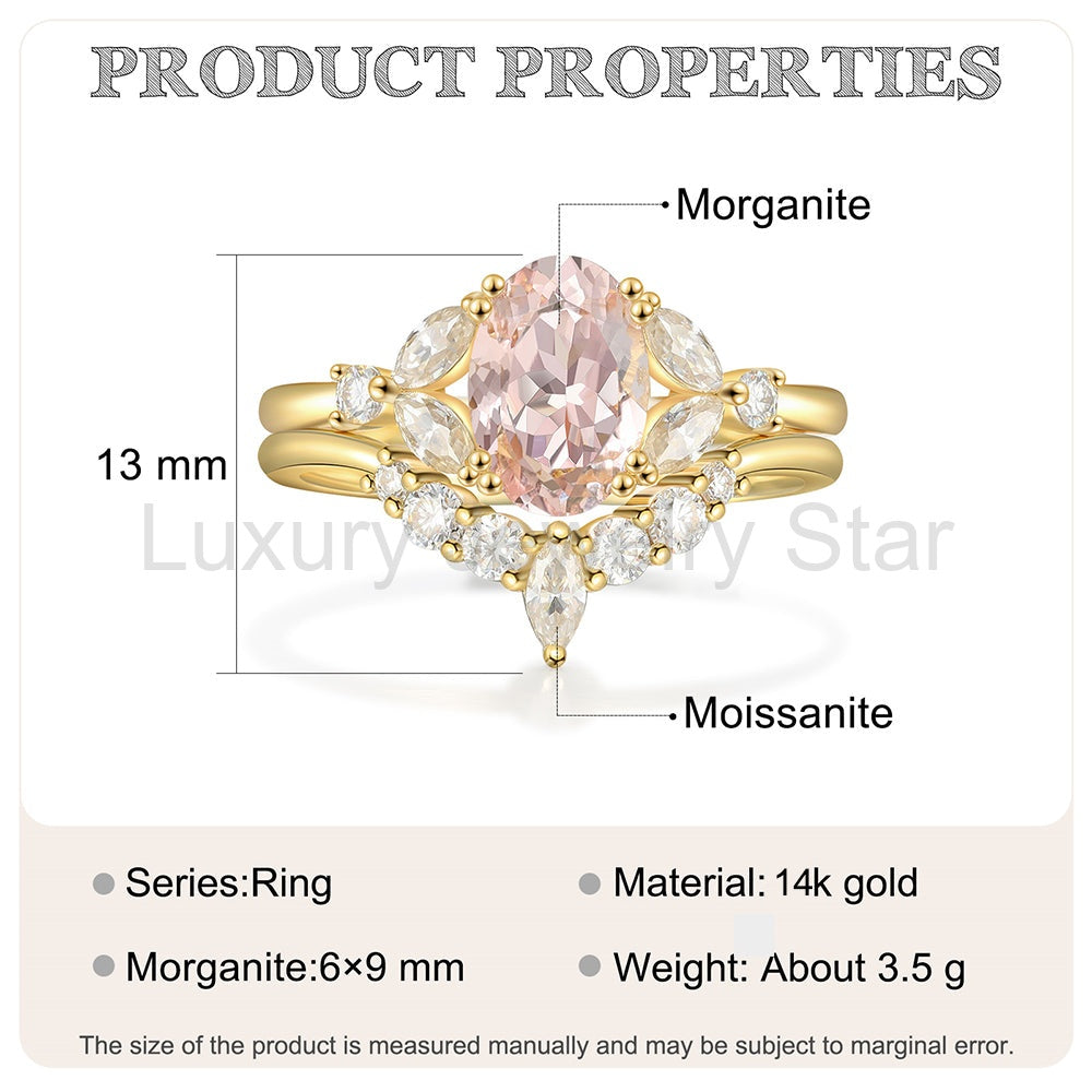 K Gold Natural Morganite Ring - image 7