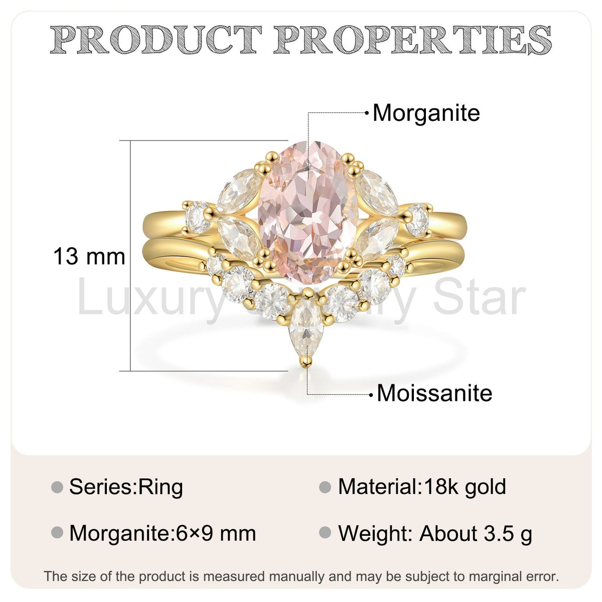 K Gold Natural Morganite Ring - image 8