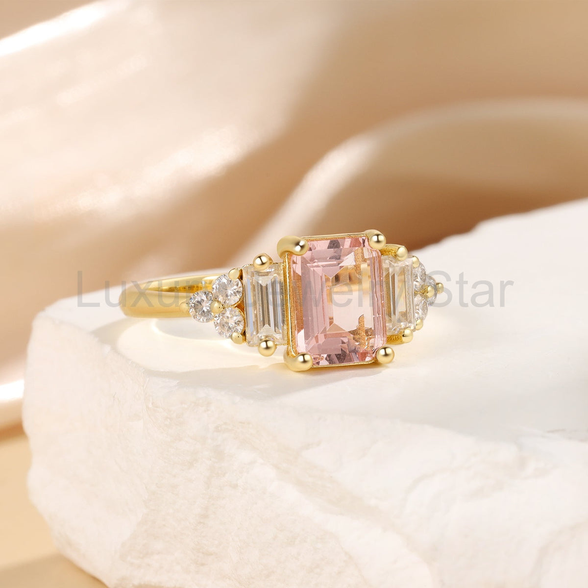 K Gold Natural Morganite Ring - image 4