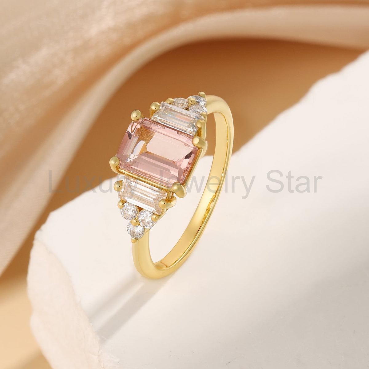 K Gold Natural Morganite Ring - image 5