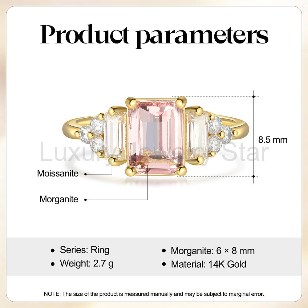 K Gold Natural Morganite Ring - image 7