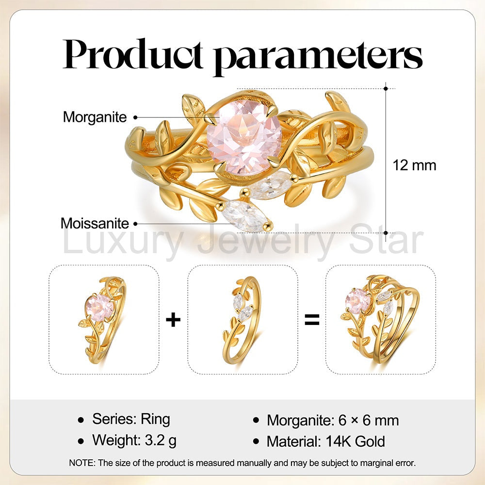 K Gold Natural Morganite Ring - image 3