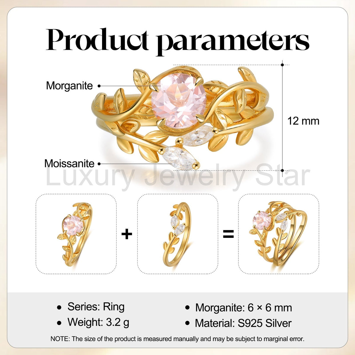 K Gold Natural Morganite Ring - image 4