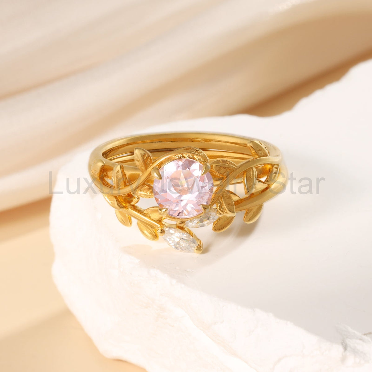 K Gold Natural Morganite Ring - image 6