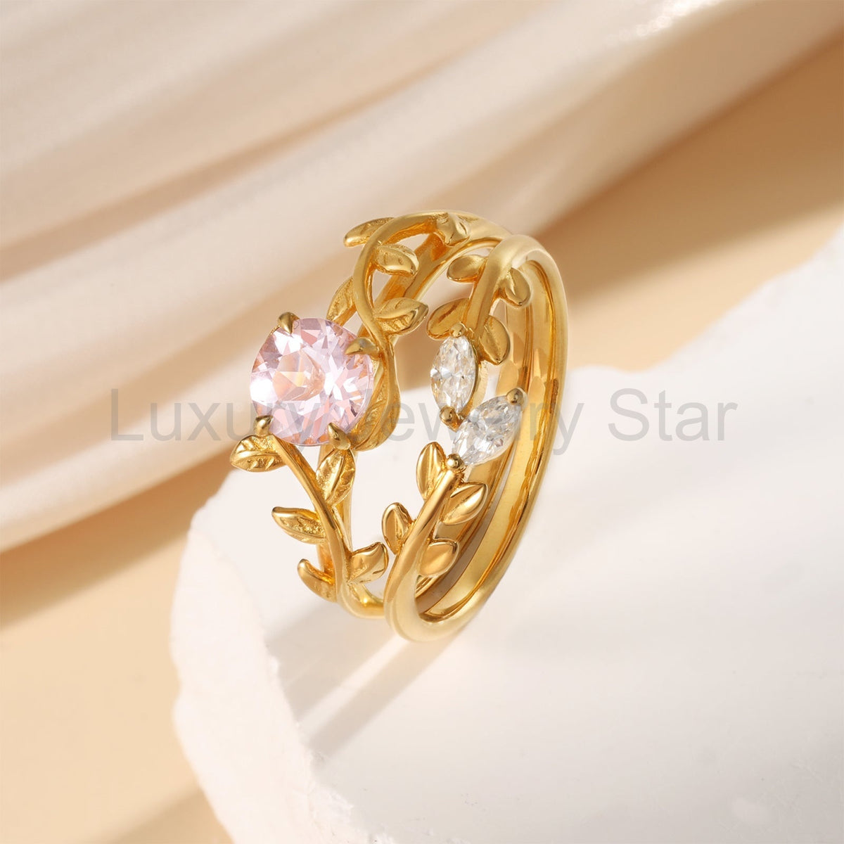 K Gold Natural Morganite Ring - image 8