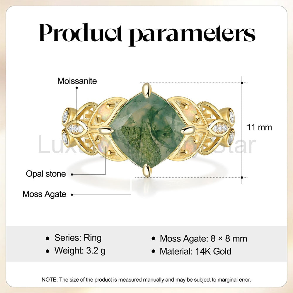 K Gold Natural Moss Agate Ring - image 7