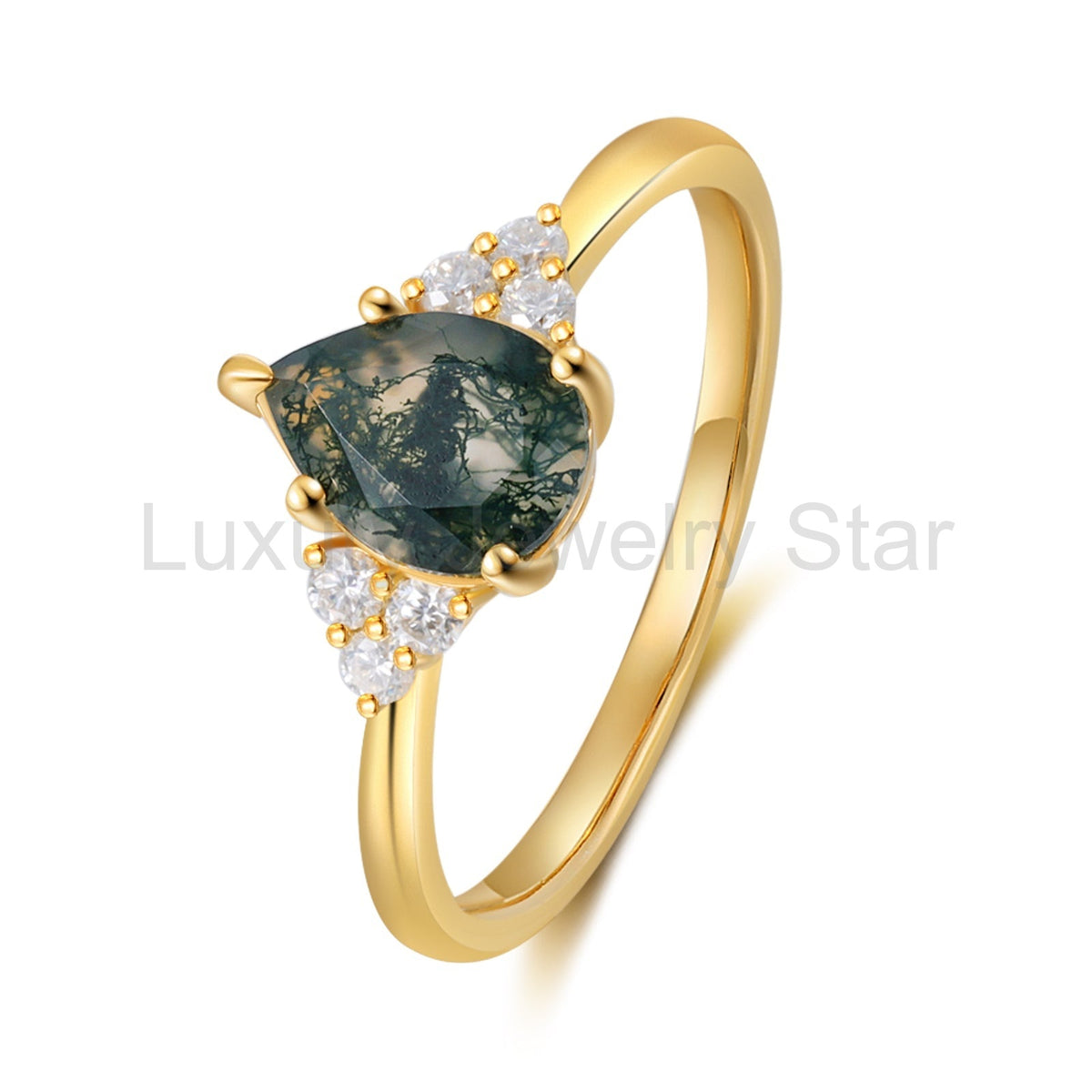 K Gold Natural Moss Agate Ring - image 9