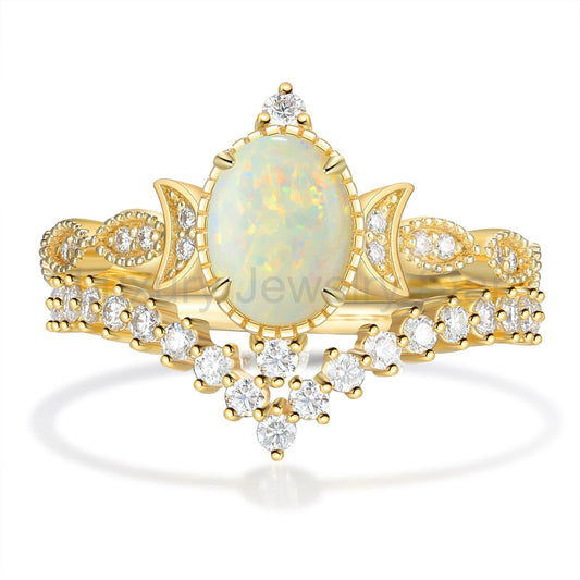 K Gold Natural Opal Stone Ring - image 2
