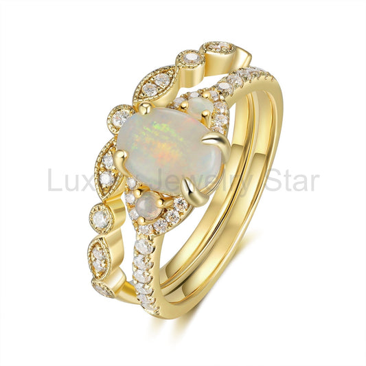 K Gold Natural Opal Stone Ring
