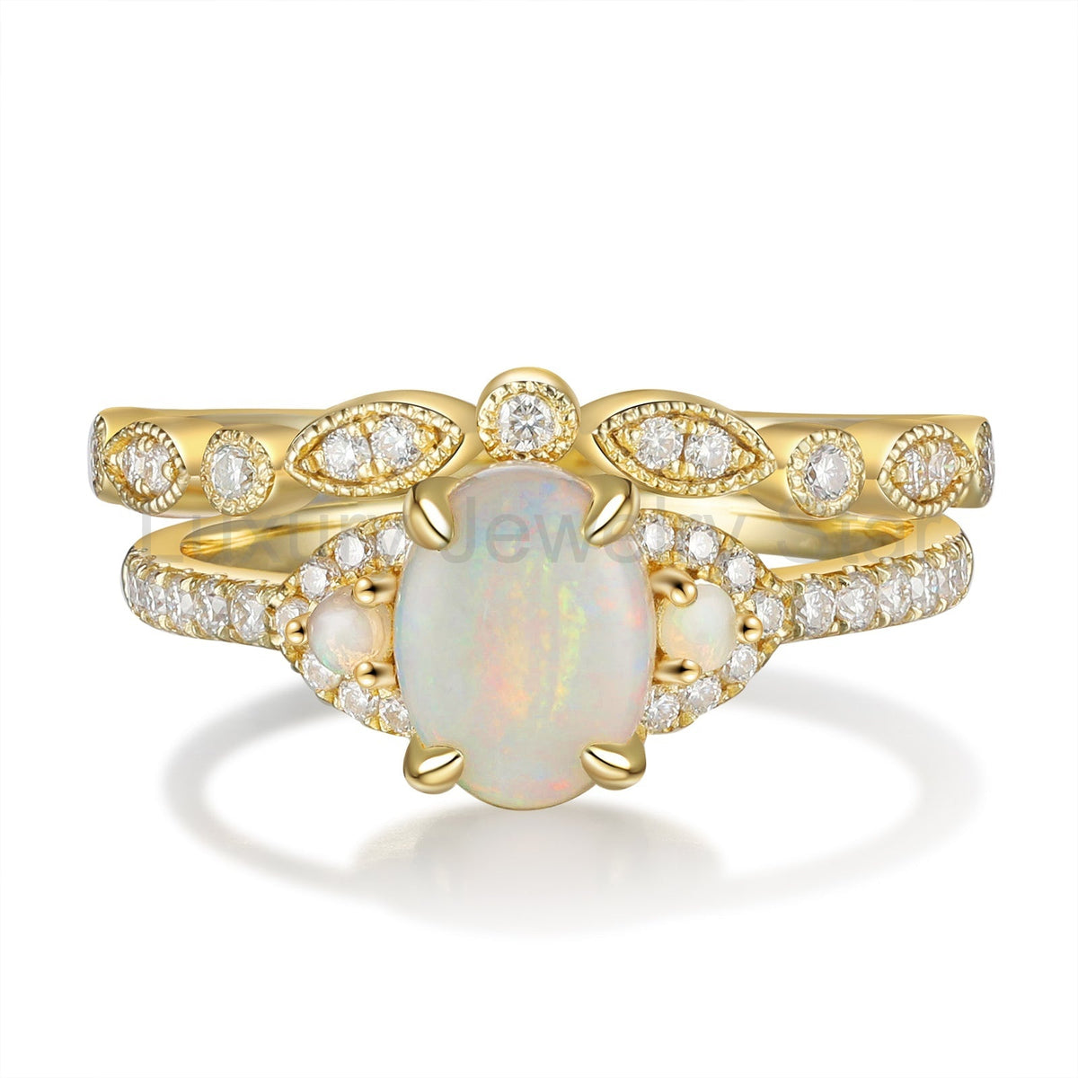 K Gold Natural Opal Stone Ring - image 2