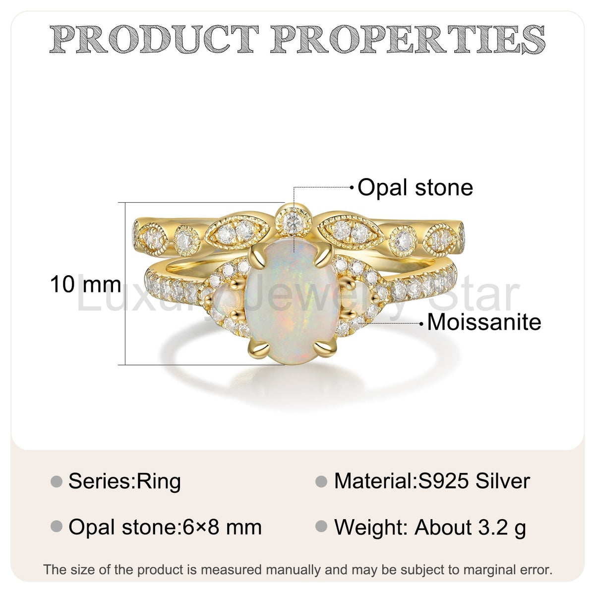 K Gold Natural Opal Stone Ring - image 3