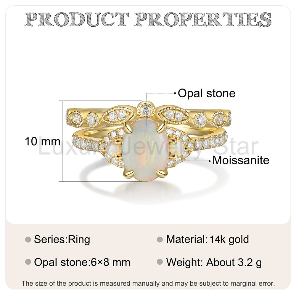 K Gold Natural Opal Stone Ring - image 4