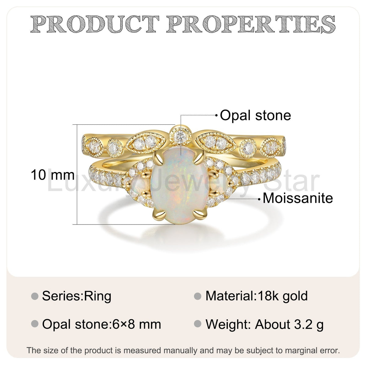 K Gold Natural Opal Stone Ring - image 8