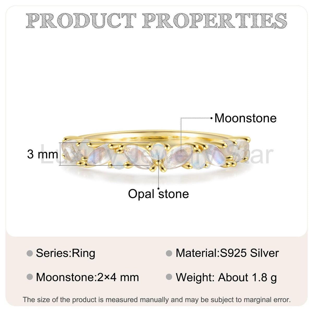 K Gold Natural Opal Stone Ring - image 3