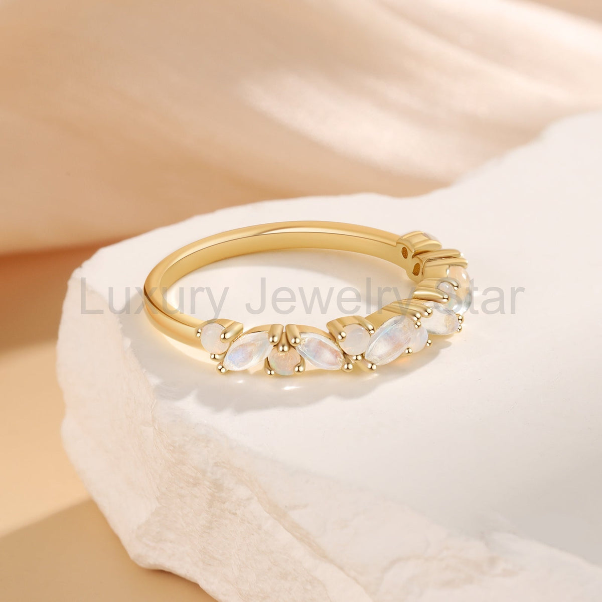 K Gold Natural Opal Stone Ring - image 5