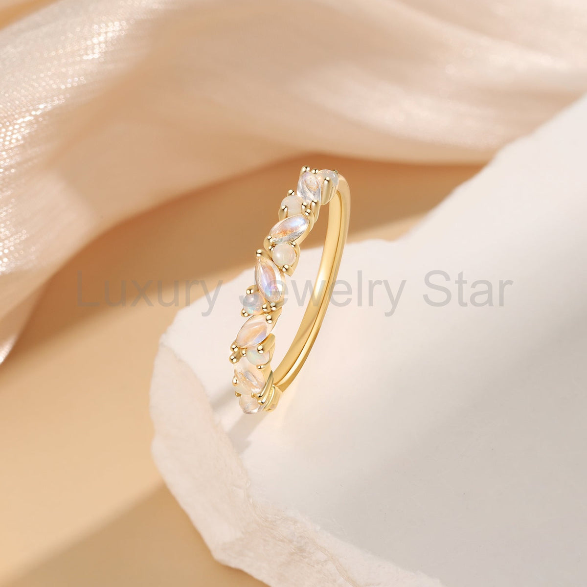 K Gold Natural Opal Stone Ring - image 6