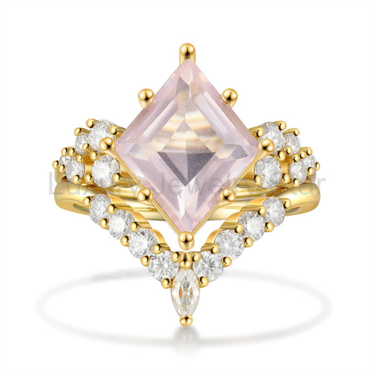 K Gold Natural Rose Quartz Ring - image 2
