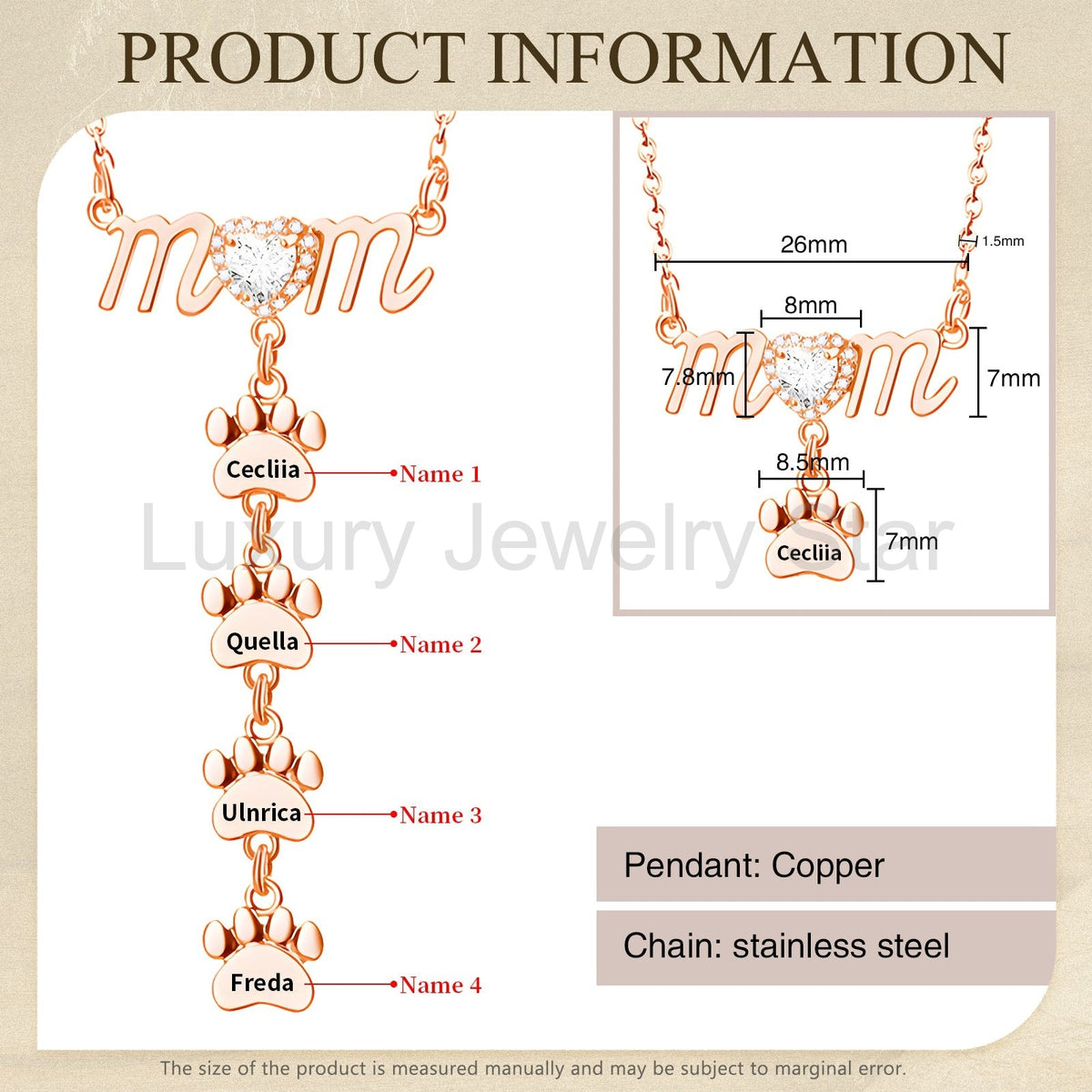 Mother's Day Paw Shape Necklace - image 13