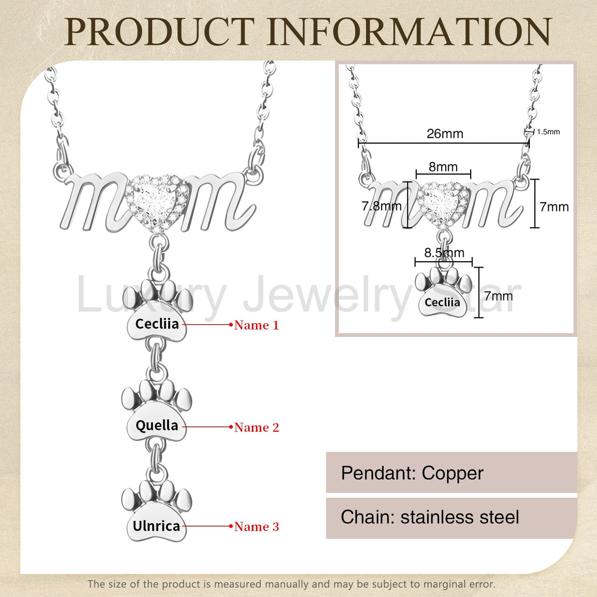 Mother's Day Paw Shape Necklace - image 17