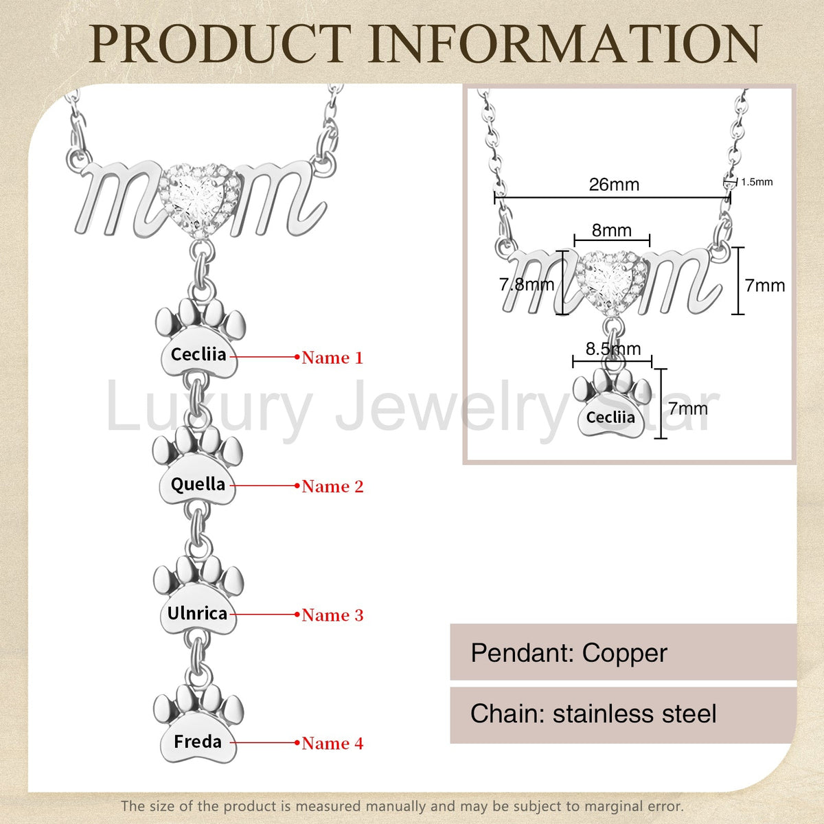Mother's Day Paw Shape Necklace - image 18