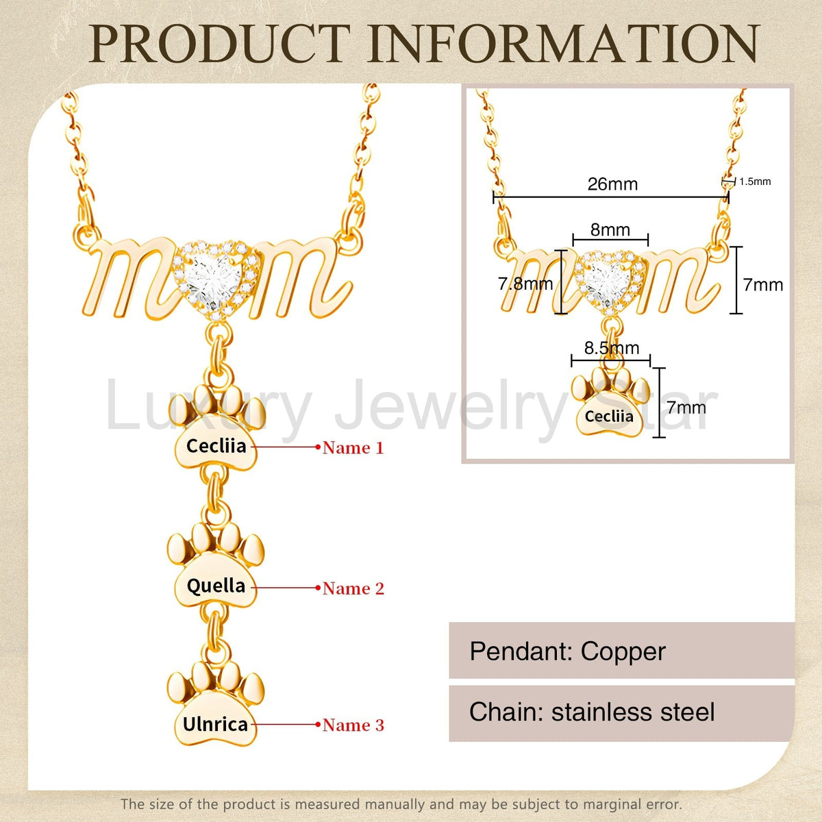 Mother's Day Paw Shape Necklace - image 7