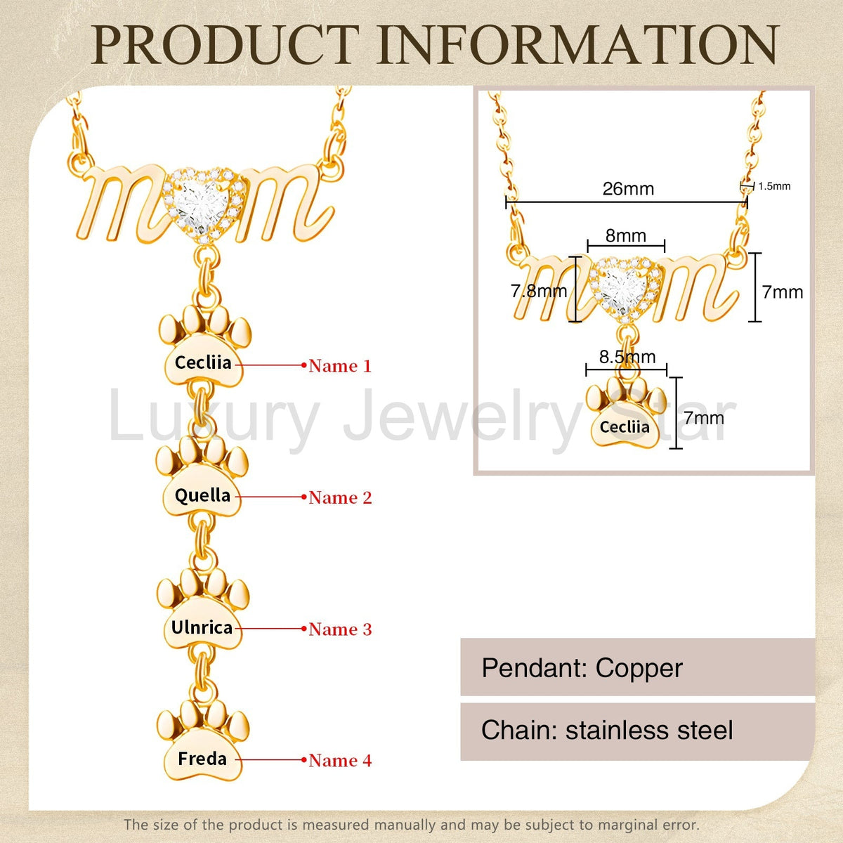 Mother's Day Paw Shape Necklace - image 8