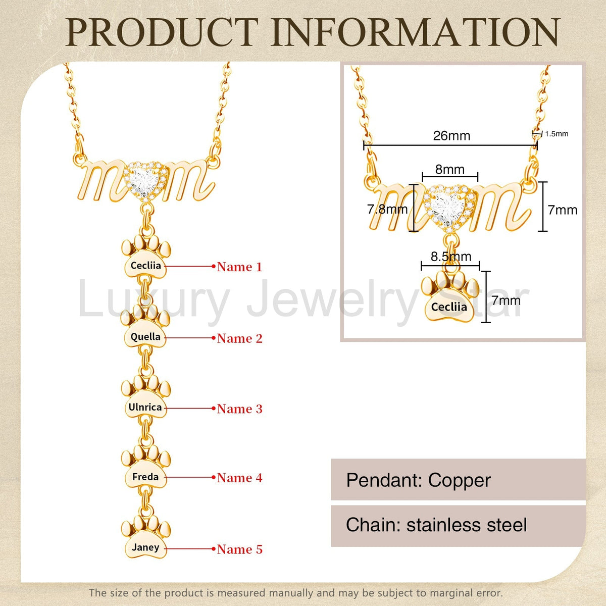 Mother's Day Paw Shape Necklace - image 9