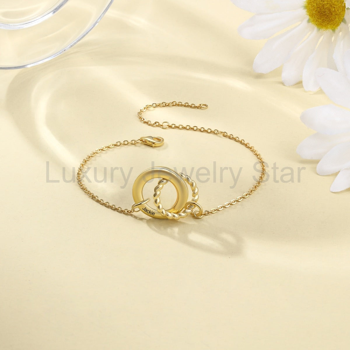 Personalized S925 Silver Circle Ring Bracelet - image 4