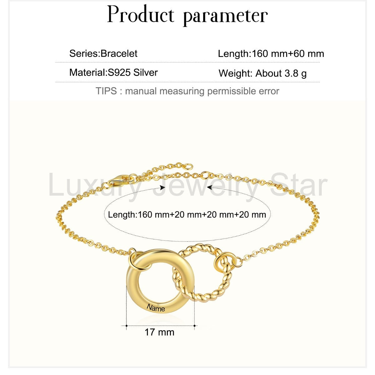 Personalized S925 Silver Circle Ring Bracelet - image 6