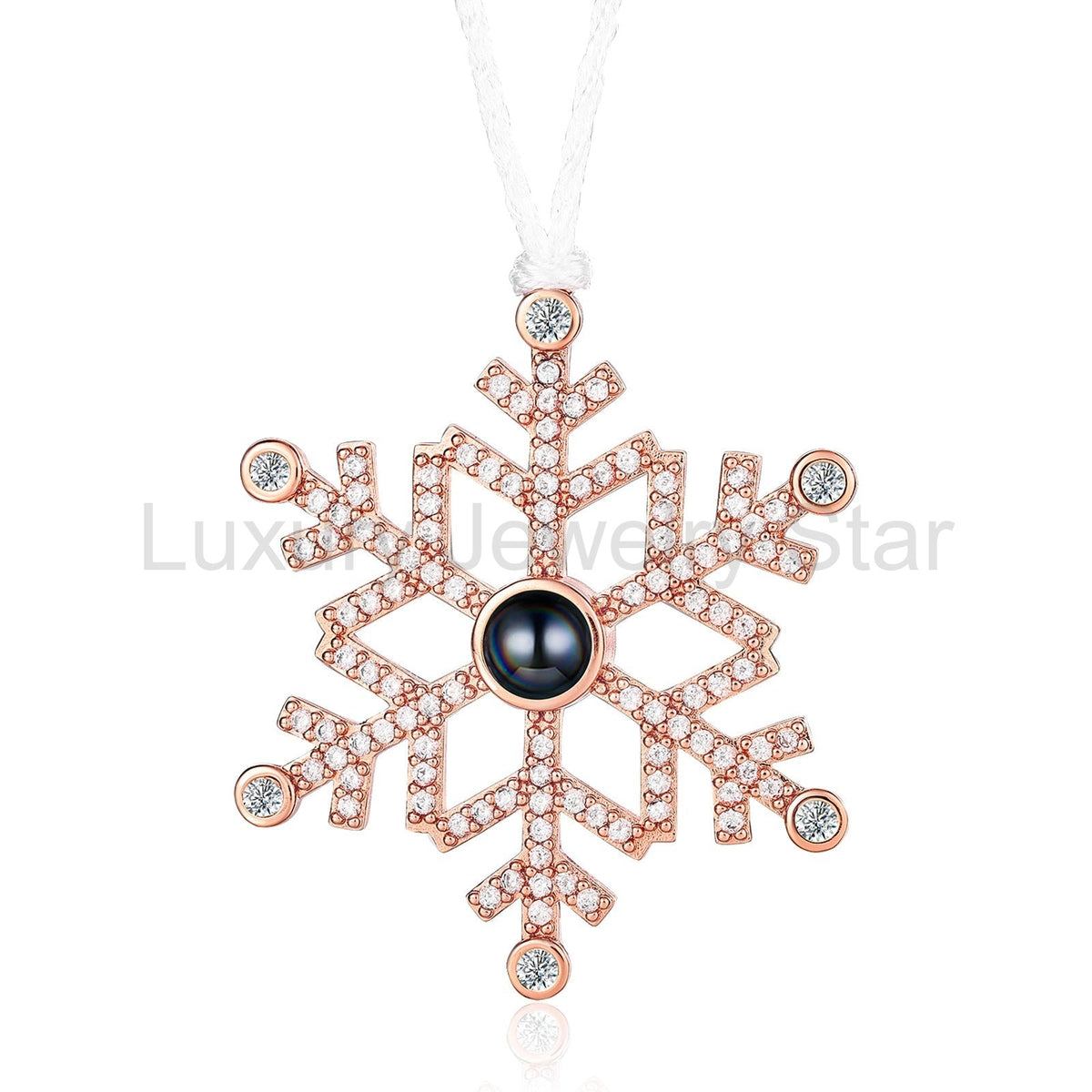 Personalized Snowflake Projection Photo Ornament - image 2
