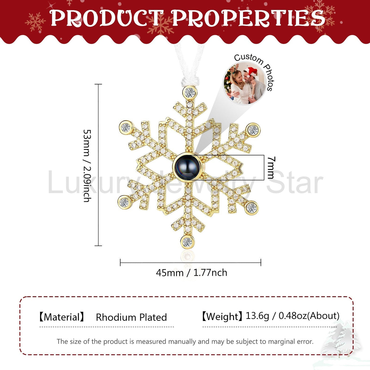 Personalized Snowflake Projection Photo Ornament - image 4