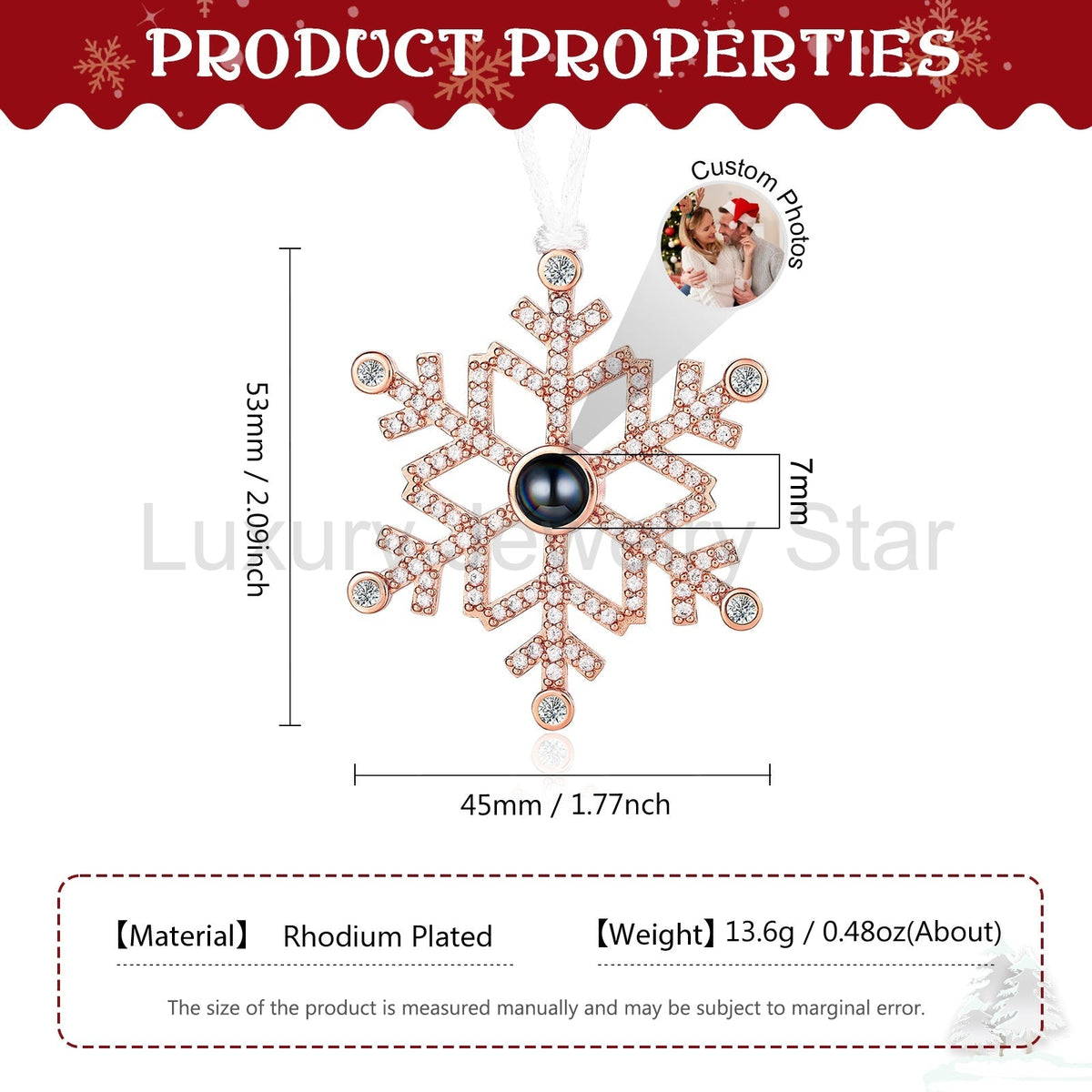 Personalized Snowflake Projection Photo Ornament - image 5