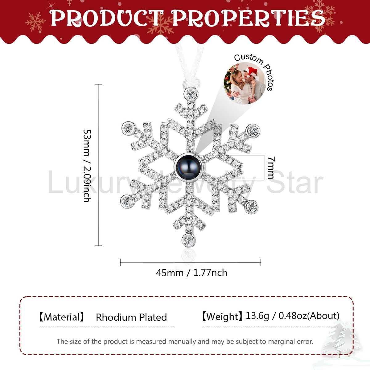 Personalized Snowflake Projection Photo Ornament - image 6