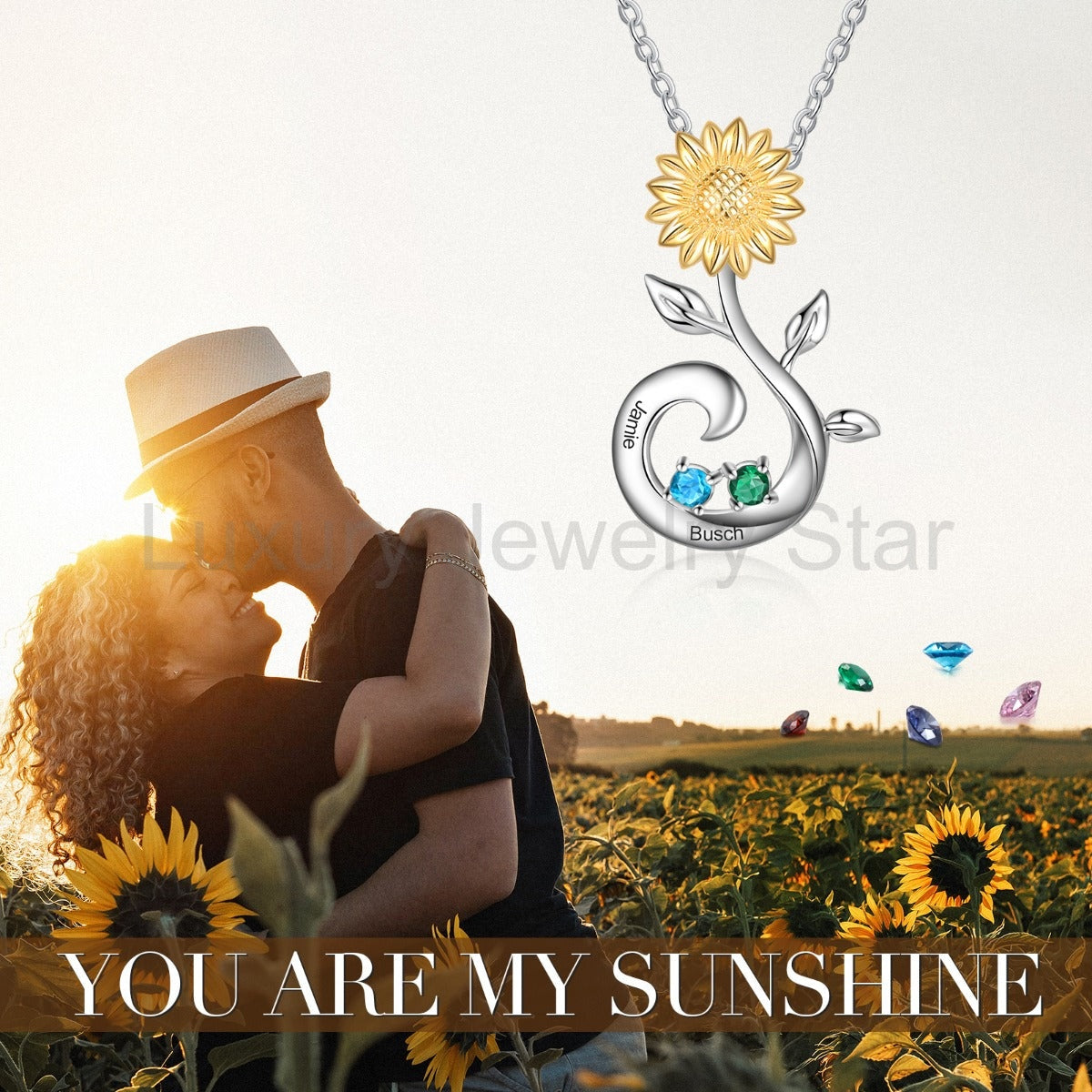 S925 Silver Birthstone Sunflower Necklace - image 3