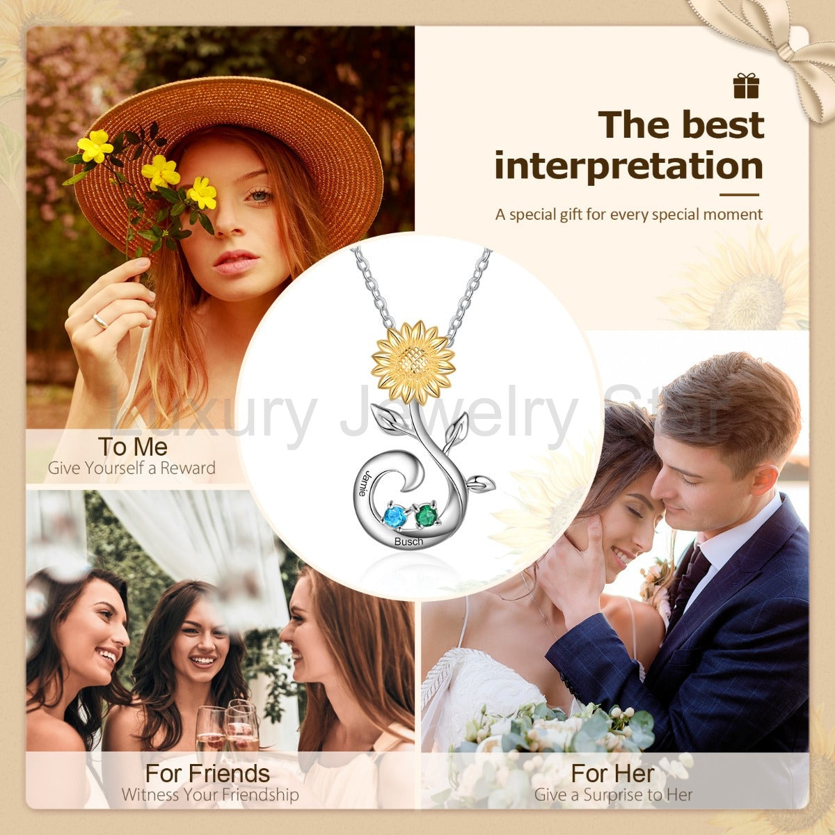 S925 Silver Birthstone Sunflower Necklace - image 4