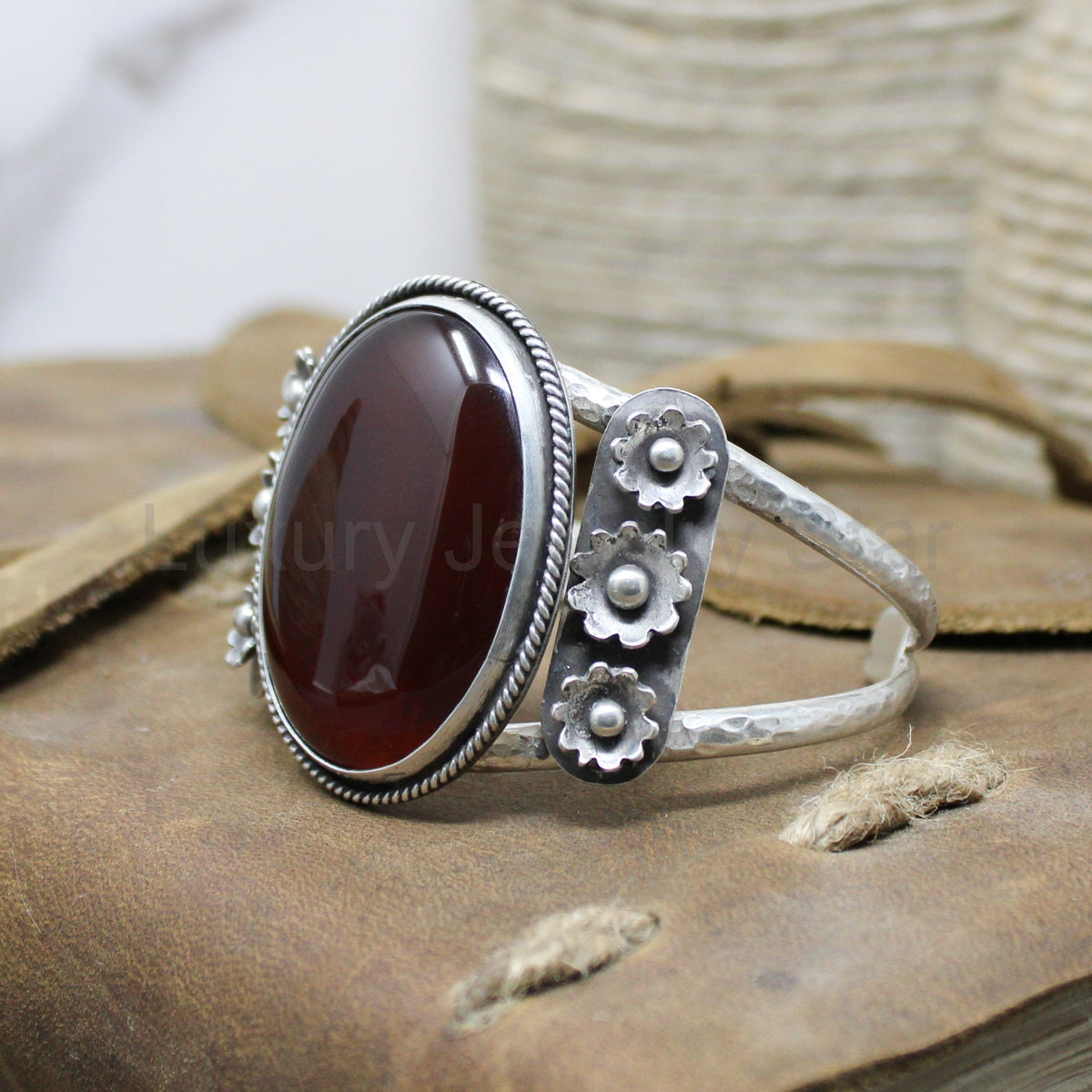 Carnelian Floral Cuff - image 2