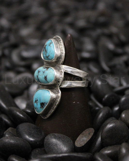 Triple Turquoise Ring Size 6.5 - image 2