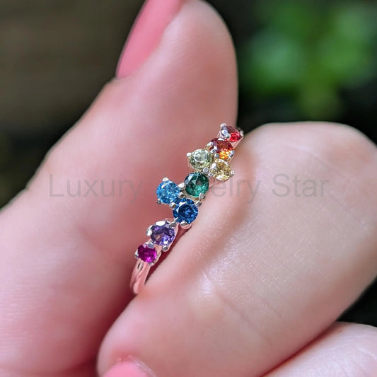 9 Stone Pride Cluster Band - image 2