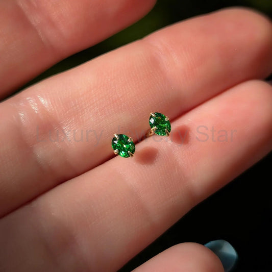 Micro Stud Oval - Emerald - image 2