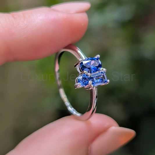 Tanzanite 3 Stone Cluster Ring - image 2
