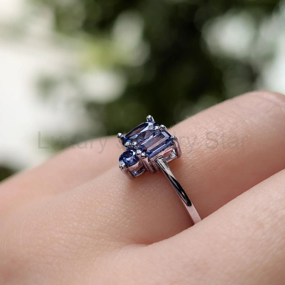 Tanzanite 3 Stone Cluster Ring - image 5