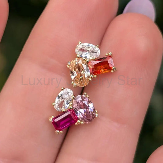 The Elia - Lesbian Flag Small Cluster Studs