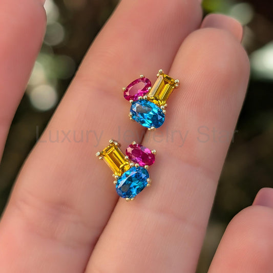 The Elia - Pansexual Flag Small Cluster Studs - image 2