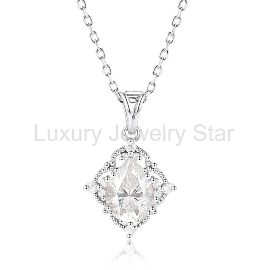 Custom Vintage Milgrain Moissanite Necklace