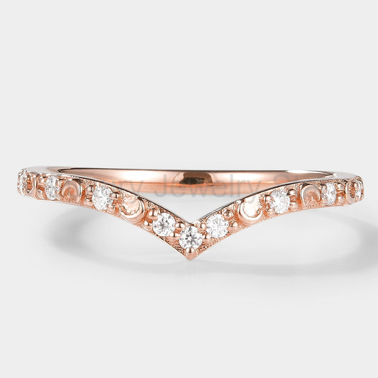 Golden Moonlight Moissanite Stacking Band - Luna