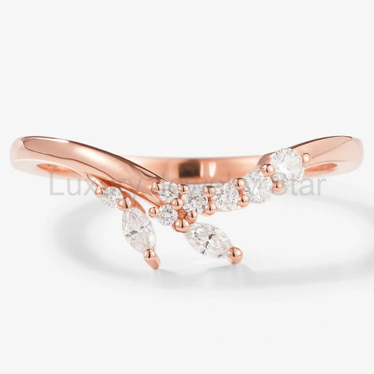 Moissanite Curved Stackable Wedding Band