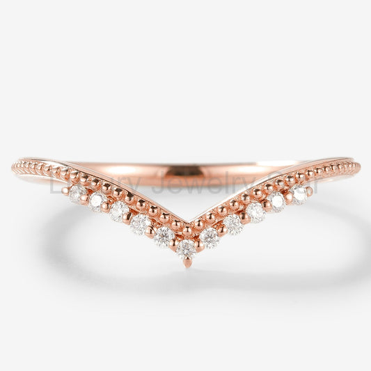 Moissanite Milgrain Edge Stackable Wedding Band