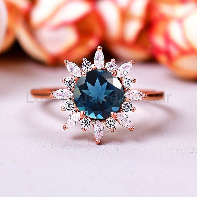 Beautiful London Blue Toapz engagement ring Promise Gift - image 8
