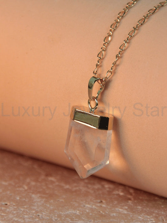 MATHILDA necklace - Natural stone shield pendant